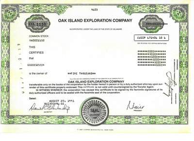 A picture of the Triton Alliance treasure trove certificate